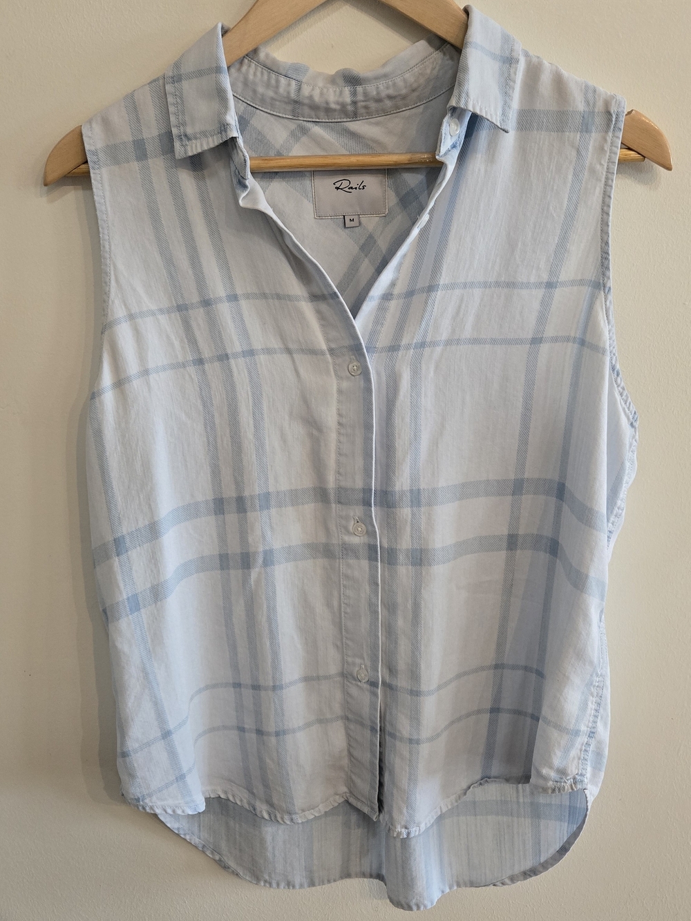 Rails Mila Blue Light Vintage Plaid Sleeveless Button-Up Blouse